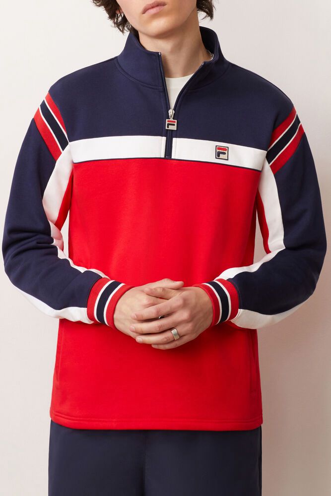 Fila Haakon 1/2 Zip Jacket Red/Navy/White - Mens - 93480YMSI